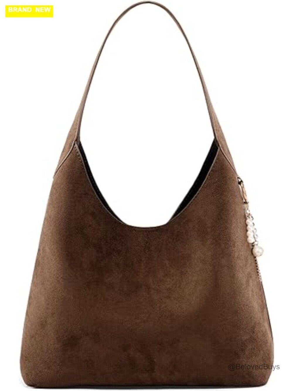 Vintage Brown Suede Hobo Bag Soft Handle Tote Shoulder Bag Minimalist Shoulder